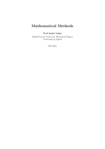 Mathematical Methods - University Of Oxford Department Of Physics