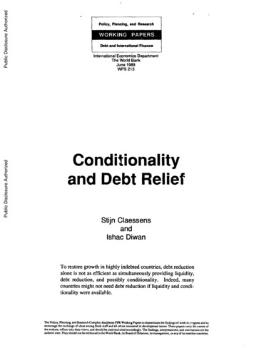 Conditionality And Debt Relief - The World Bank