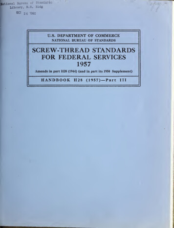 Screw-thread Standards For Federal Services 1957 - Nist