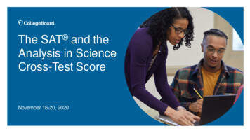 The SAT And The Analysis In Science Cross-Test Score