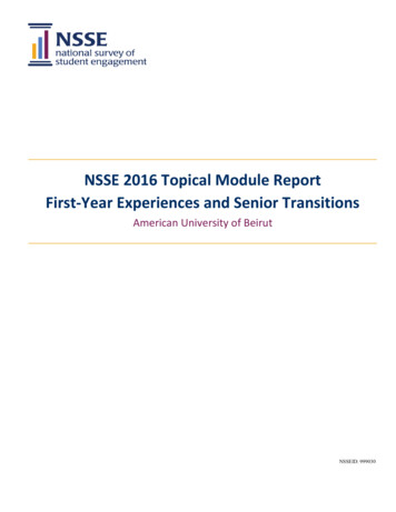 NSSE 2016 Topical Module Report First-Year Experiences And Senior .