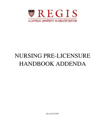 Nursing Pre-licensure Handbook Addenda