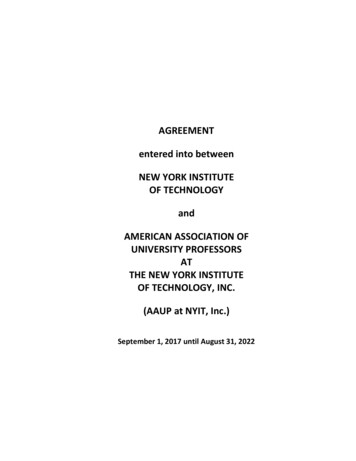 AGREEMENT Entered Into Between NEW YORK INSTITUTE OF . - AAUP At NYIT