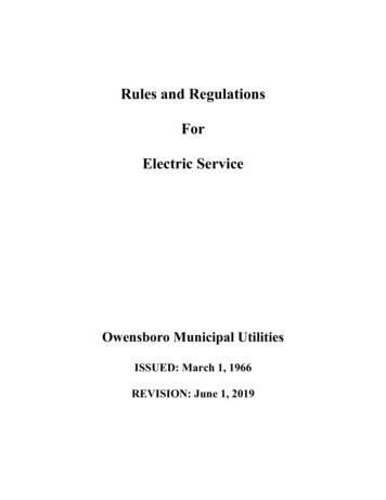 Rules And Regulations For Electric Service - O Mu