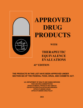 APPROVED DRUG PRODUCTS - FDA Law Blog