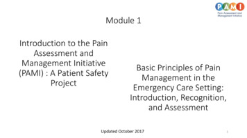 PAMI Module 1 Basic Principles Of Pain Management