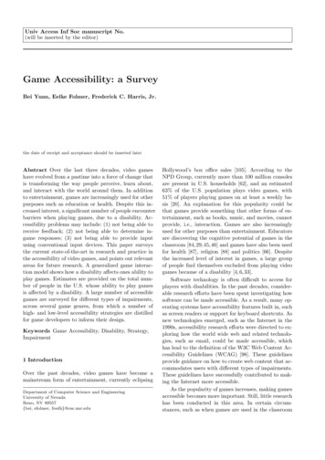 Game Accessibility: A Survey - University Of Nevada, Reno