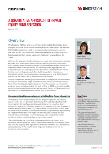 A Quantitative Approach To Private Equity Fund Selection