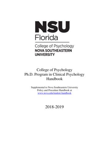 PhD Handbook - Nova Southeastern University College Of Psychology