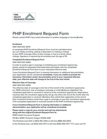 PHIP Enrollment Request Form - PERS Health Insurance Program