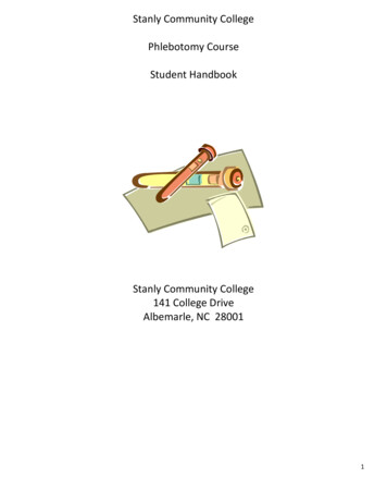 Phlebotomy Course Student Handbook - Stanly Community College