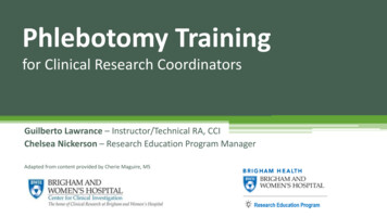 Phlebotomy Training For Clinical Research Coordinators