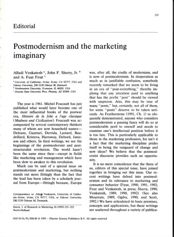 Postmodernism And The Marketing - University Of Notre Dame