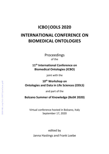 ICBO ODLS 2020 INTERNATIONAL CONFERENCE ON BIOMEDICAL . - CEUR-WS 