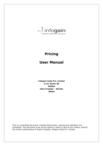 Pricing User Manual - Infogain