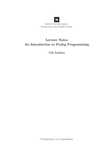 Introduction To Prolog Programming - Universiteit Van Amsterdam