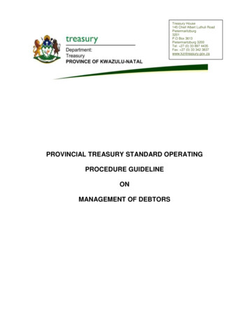 Provincial Treasury Standard Operating Procedure Guideline On .