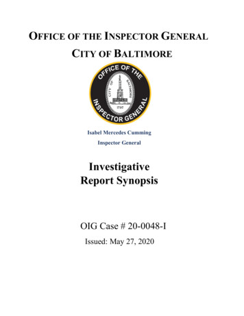 Public Synopsis - Office Of The Inspector General
