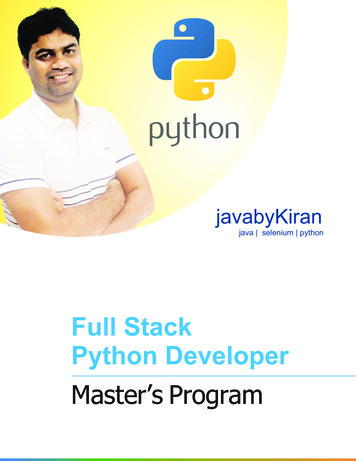Full Stack Python Developer Master'sProgram - JavabyKiran