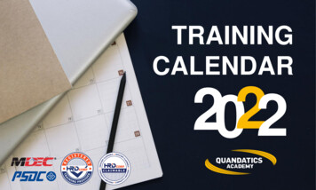 TRAINING CALENDAR 2022 - Academy.quandatics 
