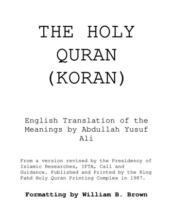 THE HOLY QURAN (KORAN) - Internet Archive