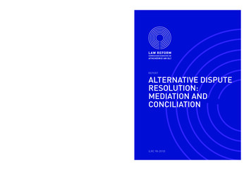 ALTERNATIVE DISPUTE MEDIATION AND CONCILIATION - Law Reform