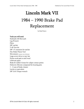 Lincoln Mark VII 1984 1990 Brake Pad Replacement