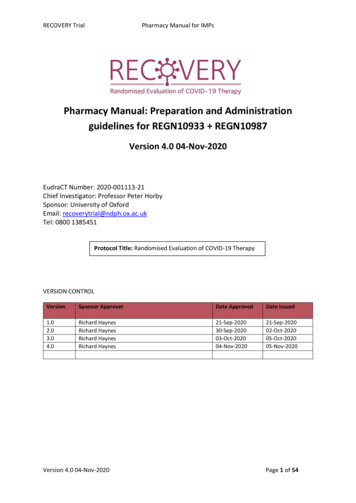 Recovery Regn Cov2 Pharmacy Manual