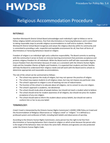 Religious Accommodation Procedure - Hamilton-Wentworth District School .