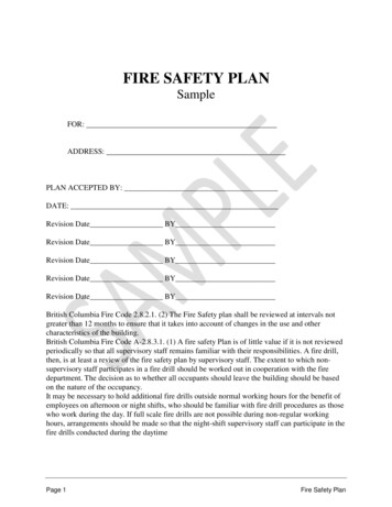 FIRE SAFETY PLAN - Ministry Of Health