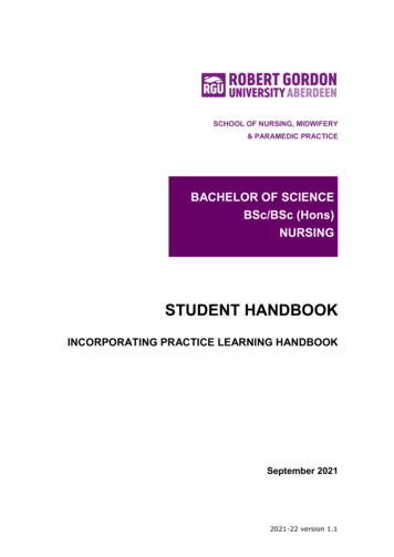 BSc Nursing BSc (Honours) Nursing Handbook - Robert Gordon University