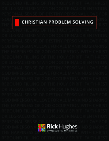CHRISTIAN PROBLEM SOLVING - Rickhughesministries 