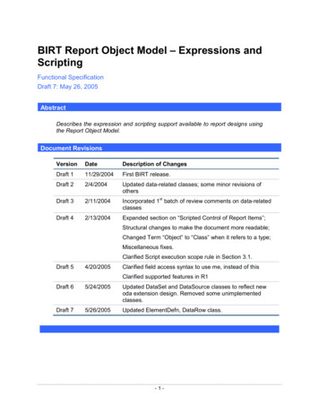 BIRT Report Object Model - Expressions And Scripting