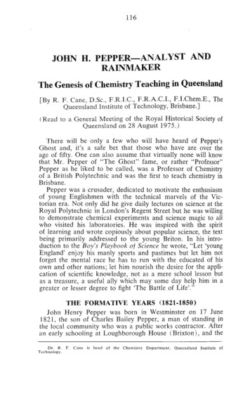 JOHN H. PEPPER—ANALYS ANTD RAINMAKER The Genesis Of Chemistry Teaching .