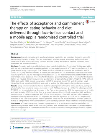 The Effects Of Acceptance And Commitment Therapy On Eating Behavior And .