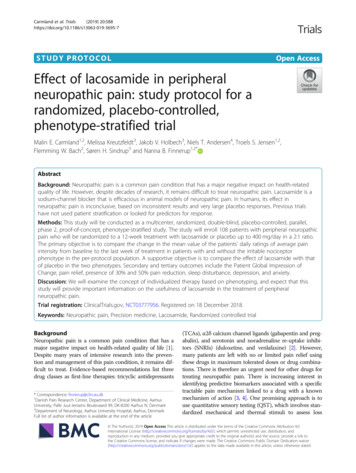 Effect Of Lacosamide In Peripheral Neuropathic Pain: Study Protocol For .