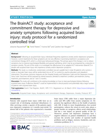 The BrainACT Study: Acceptance And Commitment Therapy For Depressive .