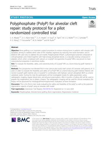 Polyphosphate (PolyP) For Alveolar Cleft Repair: Study Protocol For A .