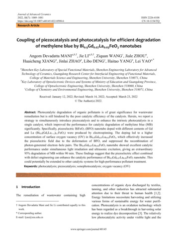 Coupling Of Piezocatalysis And Photocatalysis For Efficient Degradation .
