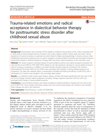 Trauma-related Emotions And Radical Acceptance In . - BioMed Central