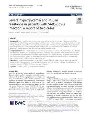 Severe Hyperglycemia And Insulin Resistance In Patients With SARS-CoV-2 .