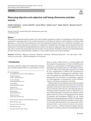 Measuring Objective And Subjective Well-being: Dimensions And Data Sources