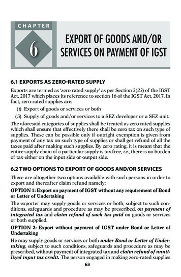 CHAPTER 6 EXPORT OF GOODS AND/OR SERVICES ON PAYMENT OF IGST - Taxmann