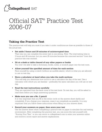 Official SAT Practice Test 2006-07 - Mathematics Page