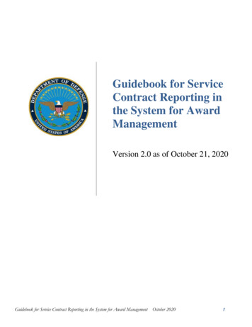 Guidebook For Service Contract Reporting In The System For Award Management