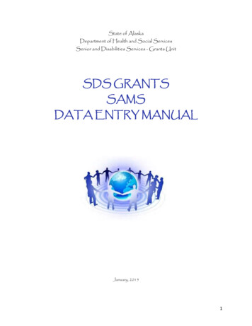 Sds Grants Sams Data Entry Manual