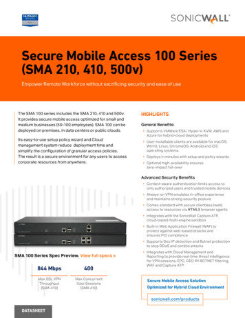 Secure Mobile Access 100 Series (SMA 210, 410, 500v) - SonicWall