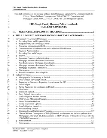 FHA Single Family Housing Policy Handbook TABLE OF CONTENTS 7 III .
