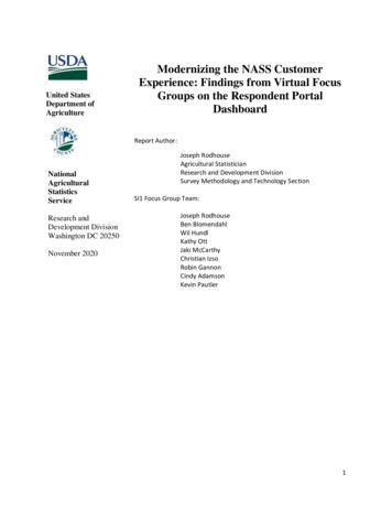 Modernizing The NASS Customer Experience: Findings From Virtual Focus .