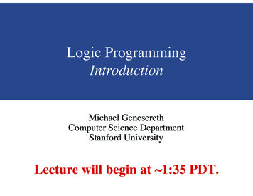 Logic Programming Introduction - Stanford University